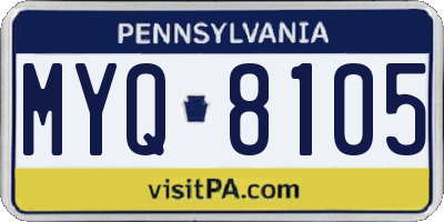 PA license plate MYQ8105