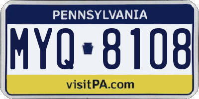 PA license plate MYQ8108
