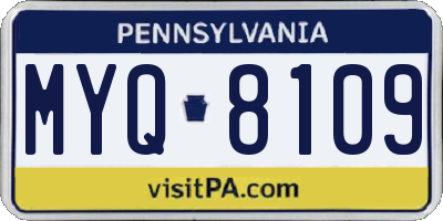 PA license plate MYQ8109