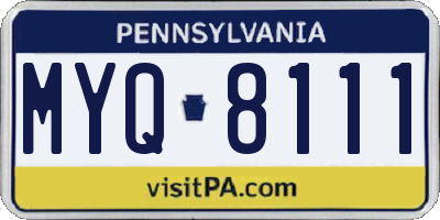PA license plate MYQ8111