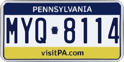 PA license plate MYQ8114