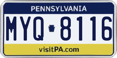 PA license plate MYQ8116