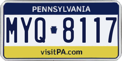 PA license plate MYQ8117