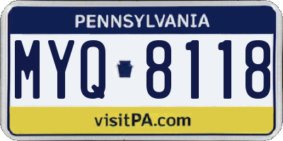 PA license plate MYQ8118