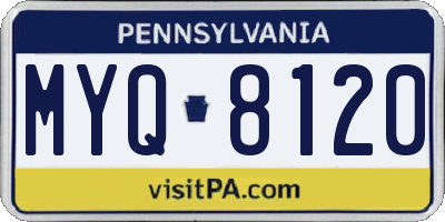 PA license plate MYQ8120