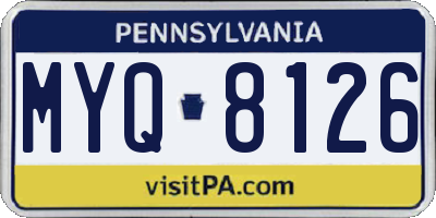 PA license plate MYQ8126