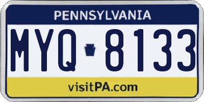 PA license plate MYQ8133