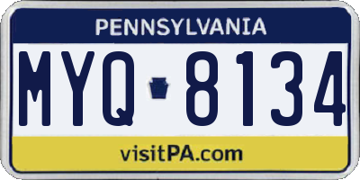 PA license plate MYQ8134