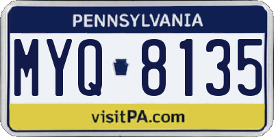 PA license plate MYQ8135