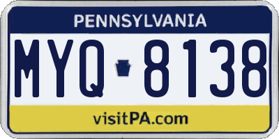 PA license plate MYQ8138