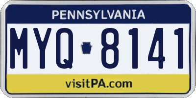 PA license plate MYQ8141