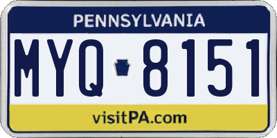 PA license plate MYQ8151