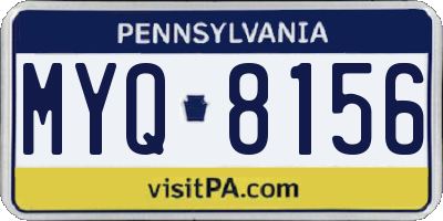 PA license plate MYQ8156