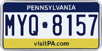 PA license plate MYQ8157
