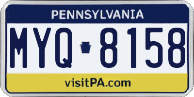 PA license plate MYQ8158
