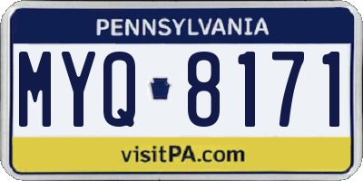 PA license plate MYQ8171