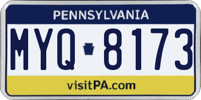 PA license plate MYQ8173
