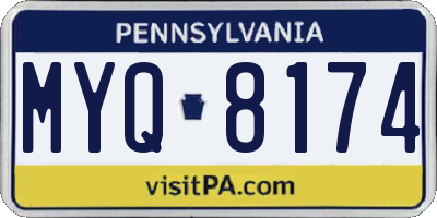 PA license plate MYQ8174