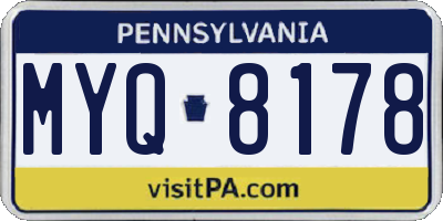 PA license plate MYQ8178