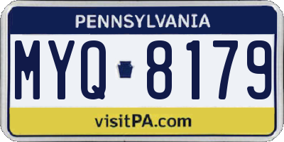 PA license plate MYQ8179