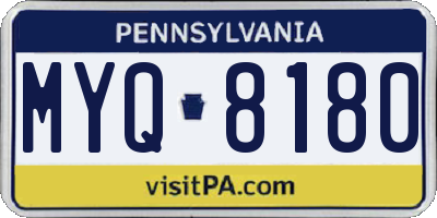 PA license plate MYQ8180