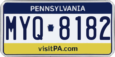PA license plate MYQ8182
