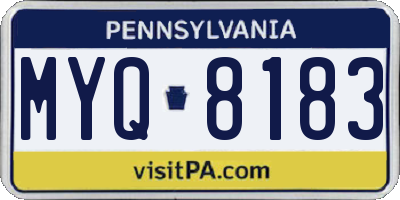 PA license plate MYQ8183