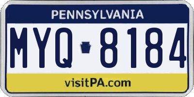 PA license plate MYQ8184