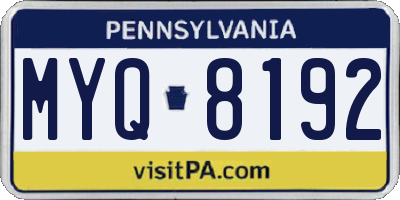 PA license plate MYQ8192