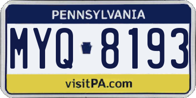 PA license plate MYQ8193