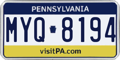 PA license plate MYQ8194