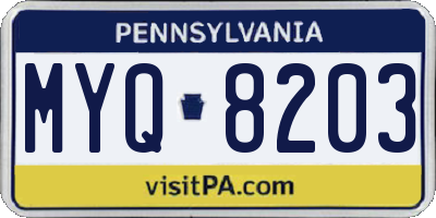 PA license plate MYQ8203