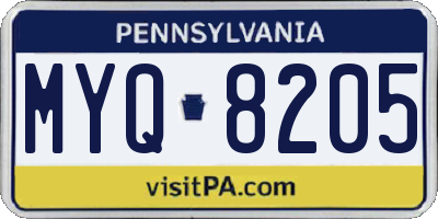 PA license plate MYQ8205