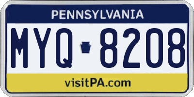 PA license plate MYQ8208