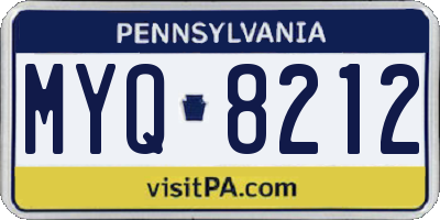 PA license plate MYQ8212