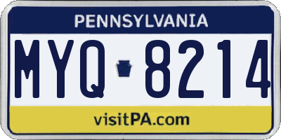 PA license plate MYQ8214