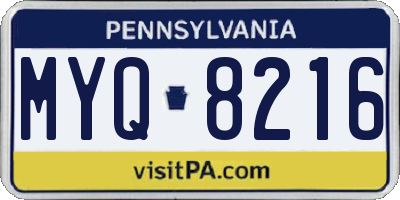 PA license plate MYQ8216