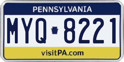 PA license plate MYQ8221