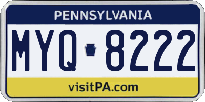 PA license plate MYQ8222