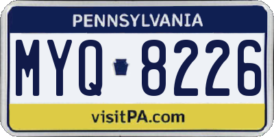 PA license plate MYQ8226