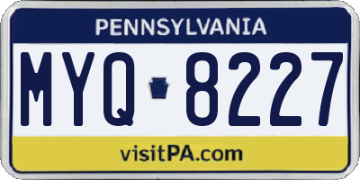 PA license plate MYQ8227