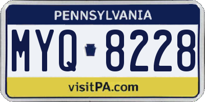 PA license plate MYQ8228