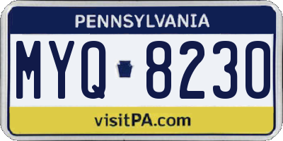 PA license plate MYQ8230