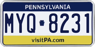 PA license plate MYQ8231