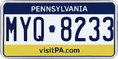 PA license plate MYQ8233