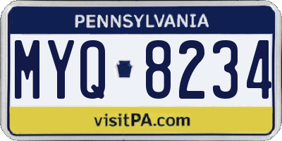 PA license plate MYQ8234