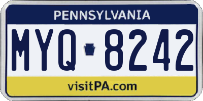 PA license plate MYQ8242