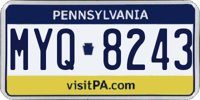 PA license plate MYQ8243