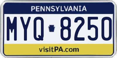 PA license plate MYQ8250