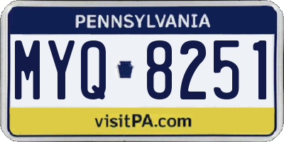 PA license plate MYQ8251